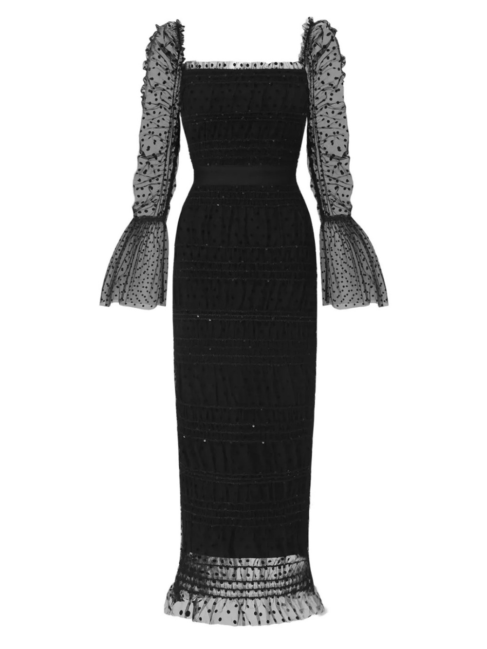 NWT Bella Barnett Crana Mesh Polka Dot Midi Dress M